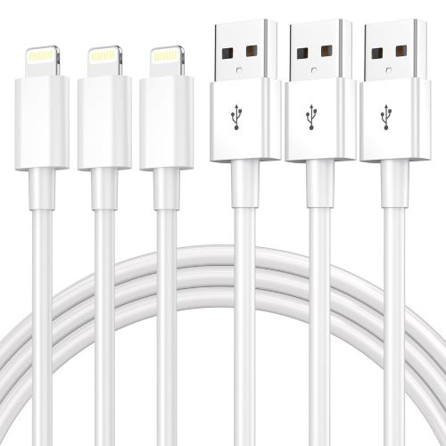 Pack de 3 Cables de Carga Para Apple USB-A a Lightning 6ft Blancos, Caja Dañada, 22222200064149, 1.4