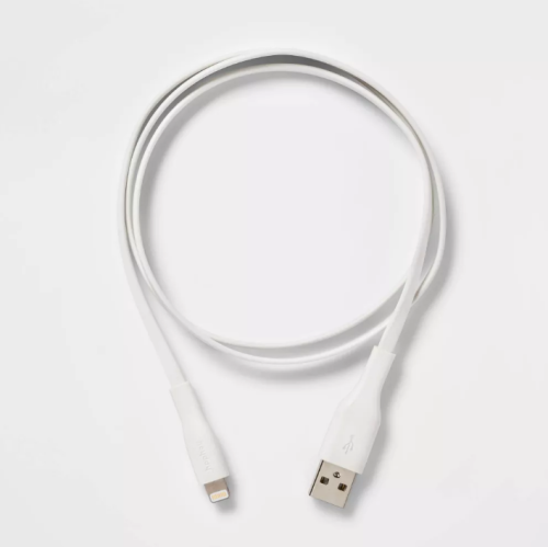 Cable Plano Lightning a USB-A 3ft Heyday Blanco, Caja Dañada, 29497850044241861, 1.4
