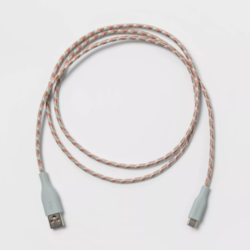 Cable Trenzado USB-C a USB-A 4ft Heyday Celeste, Caja Dañada, 29497850044241721, 1.4