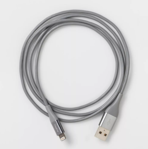 Cable Lightning a USB-A  4ft Heyday Gris, Caja Dañada, 29497850044241721, 1.2