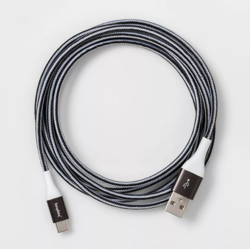 Cable Trenzado USB-C a USB-A Heyday Blanco/Negro/Gris #2, Caja Dañada, 22222200000258, 1.4