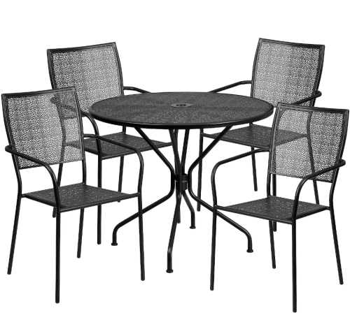 Juego de Mesa y 4 Sillas Flash Furniture Negras, Sin Empaque, Método de Envío en la Descripción, 22222200009771, 15