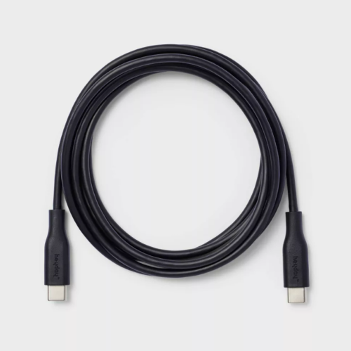 Cable Redondo USB-C a USB-C Negro 6FT Heyday, Caja Dañada, 22222200010931, 1.4