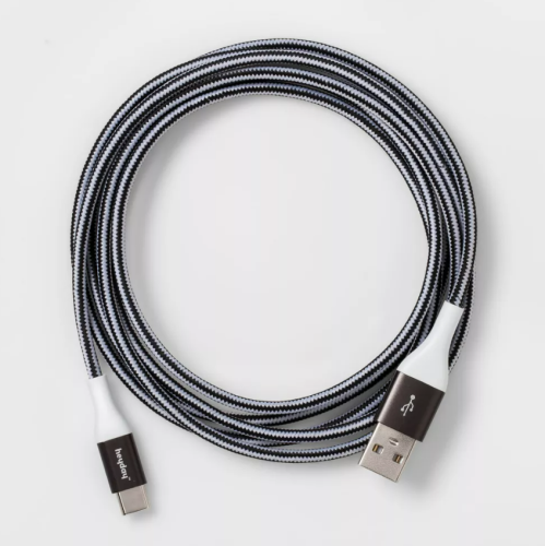 Cable Trenzado USB-C a USB-A Blanco 6FT Heyday, Caja Dañada, 22222200010931, 1.4