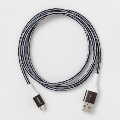 Cable Trenzado Micro USB a USB-A Heyday Heyday 4 FT Blanco/Negro, Caja Dañada, 22222200012111, 1.4