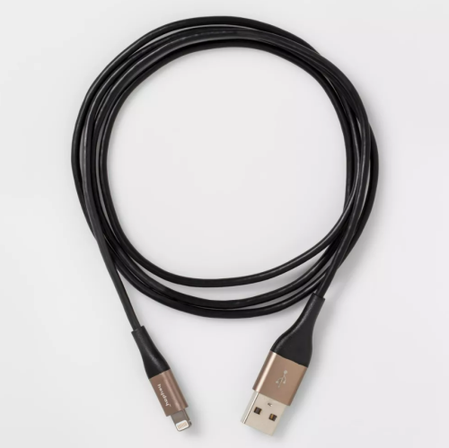 Cable Redondo de Lightning a USB-A Heyday 4 FT Negro, Caja Dañada, 22222200012111, 1.4