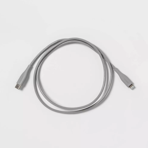 Cable Redondo Lightning a USB-C Heyday Gris 3 FT, Caja Dañada, 22222200016341, 1.4