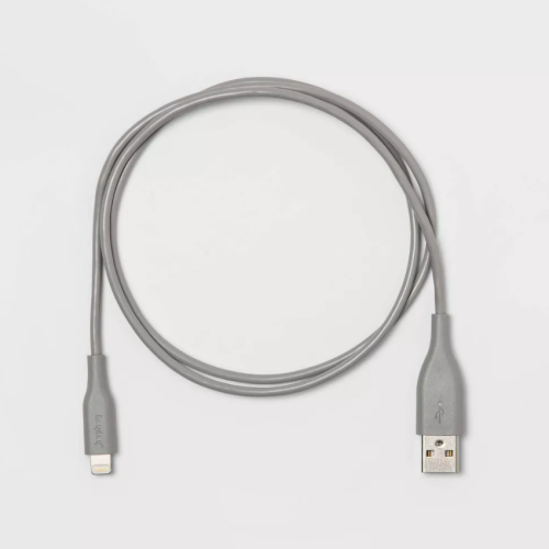 Cable Redondo Lightning a USB-A Heyday Gris 3 FT, Caja Dañada, 22222200012109, 1.4