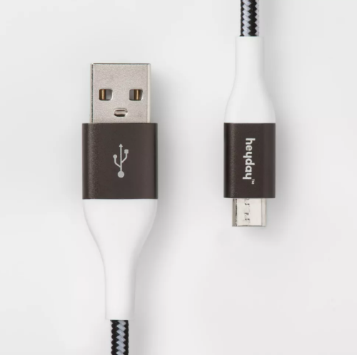 Cable Redondo Micro-USB a USB-A Heyday 6 FT Blanco/Negro, Caja Dañada, 22222200012113, 1.4