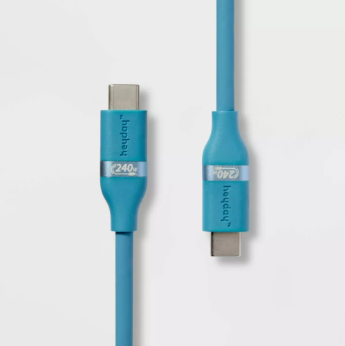 Cable de silicona USB-C a USB-C 6FT Heyday, Caja Dañada, 22222200026298, 1.4